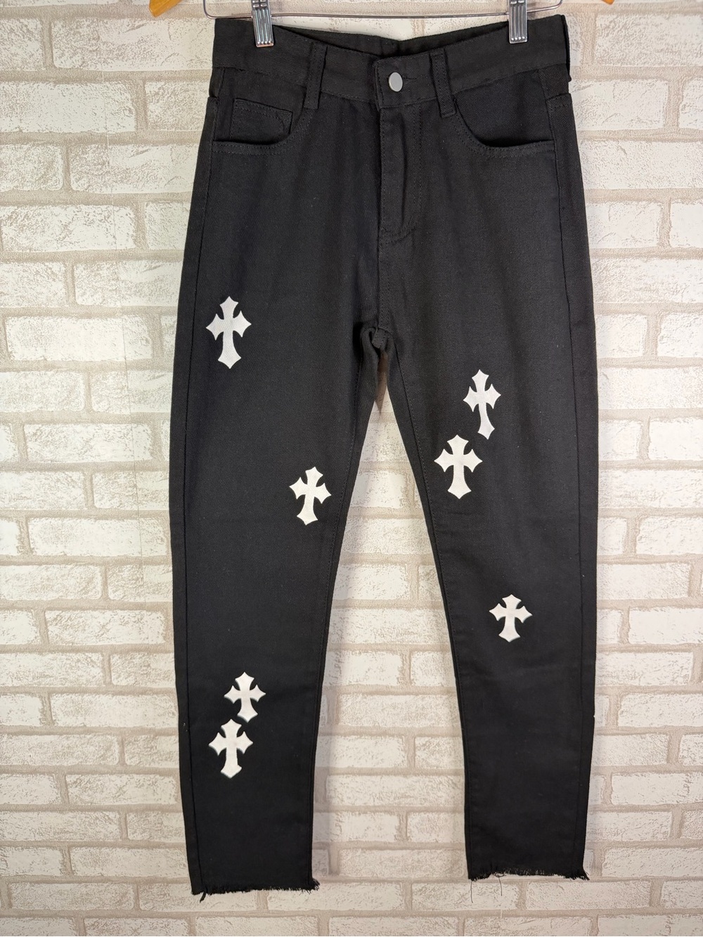 Upsurge Planet Black Cross Patch Jeans Size S